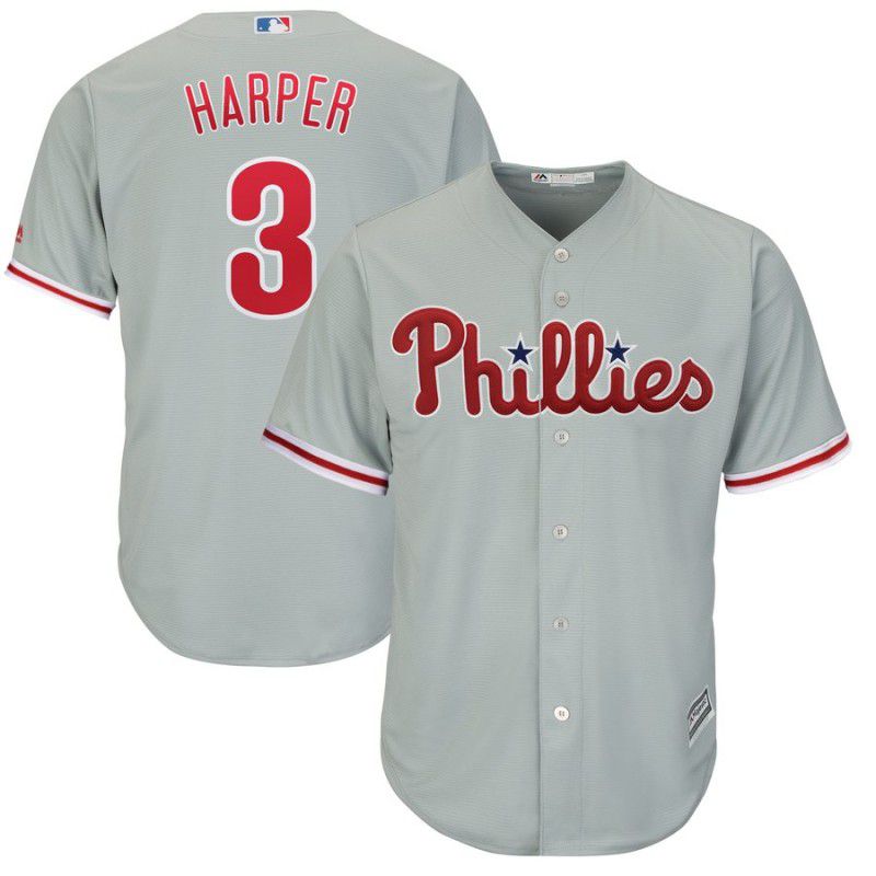 2019 MLB women Philadelphia Phillies #3 Bryce Harper grey game Jerseys->houston rockets->NBA Jersey